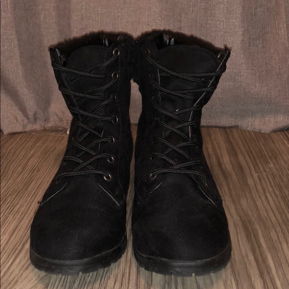 Black lace-up Combat Boots